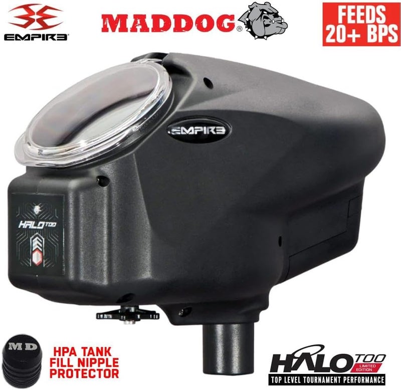 MAddog Empire Halo Too Electronic Paintball Loader with HK Army Epic Speed Feed and HPA Paintball Tank Fill Nipple Protector Accessory Package - 20+ BPS - Image 4